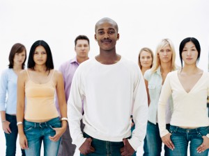 portrait of a group of people standing together --- Image by © Royalty-Free/Corbis